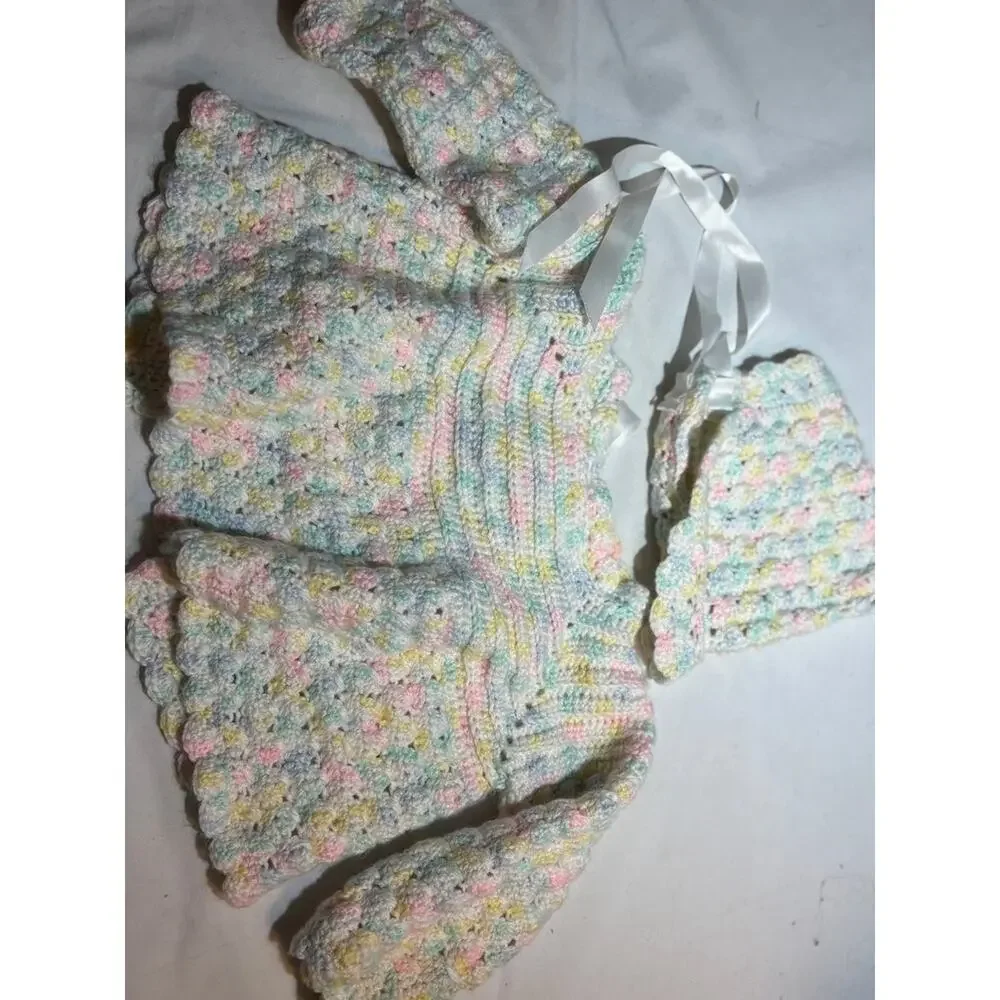 Handmade Crochet Baby Cardigan and Hat Set